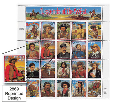 2869-70 - 1994 29c Legends of the West, Error with Free Regular