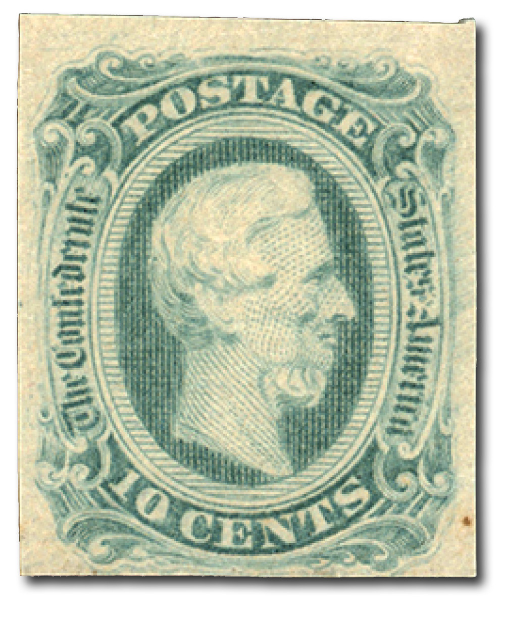 CSA12c - 1863,64 10c Jefferson Davis, Confederate States, Greenish
