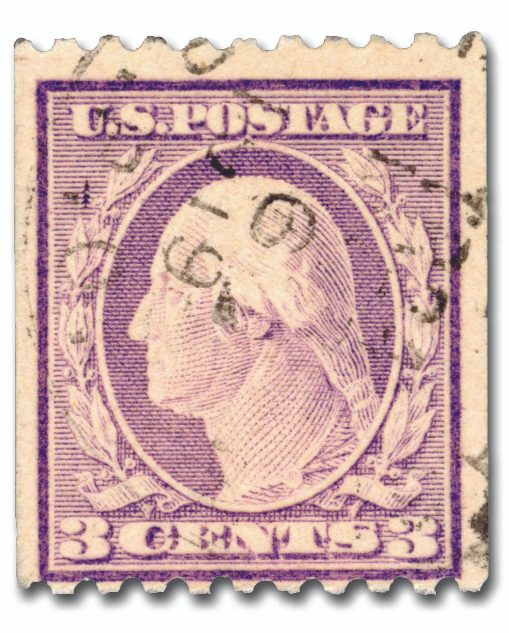 489 - 1917 3c Washington, Violet, Unatermarked, Type I, Perf. 10