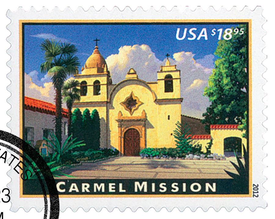 carmel mission Jeff siner エッチング  10/250 4650 - 2012 $18.95 Carmel Mission, Express Mail - Mystic Stamp Company