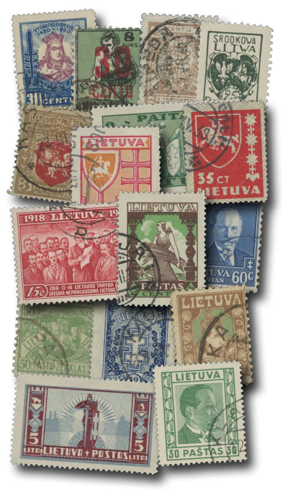 Collection of 48 Pre-1940 Lithuanian Stamps