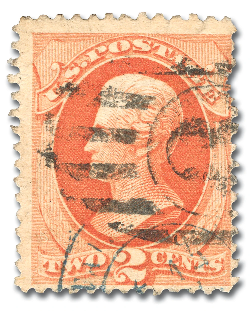 183 - 1879 2c Andrew Jackson, Vermilion, Soft Paper, Perf. 12