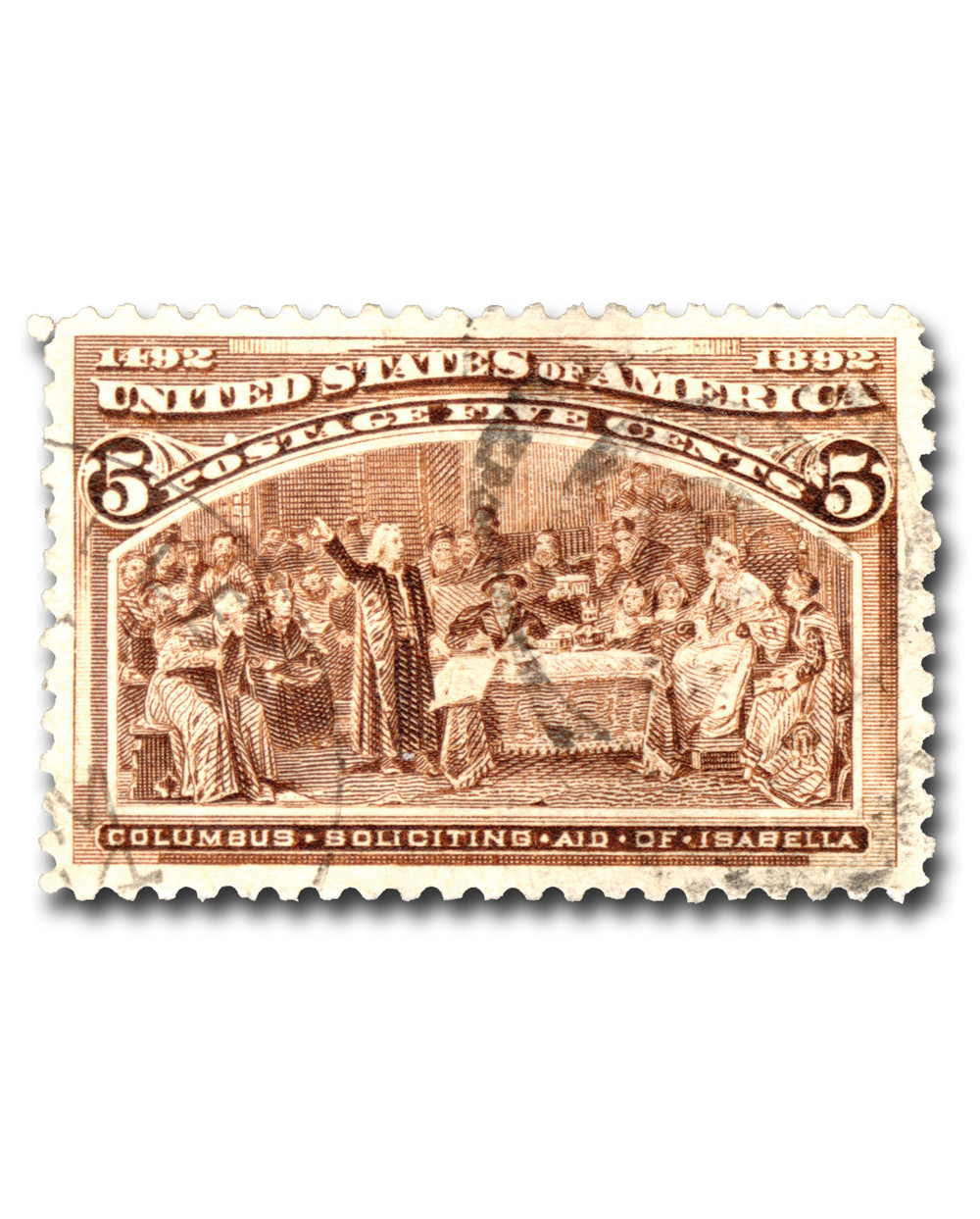 フェルナンド・コロンボ直筆サイン入り超大型写真…Fernanda Colombo 234 - 1893 5c Columbus Soliciting Aid of Queen Isabella, Chocolate