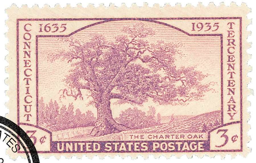 772 - 1935 3c Connecticut Tercentenary, Rose Purple, Perf .11x10.5