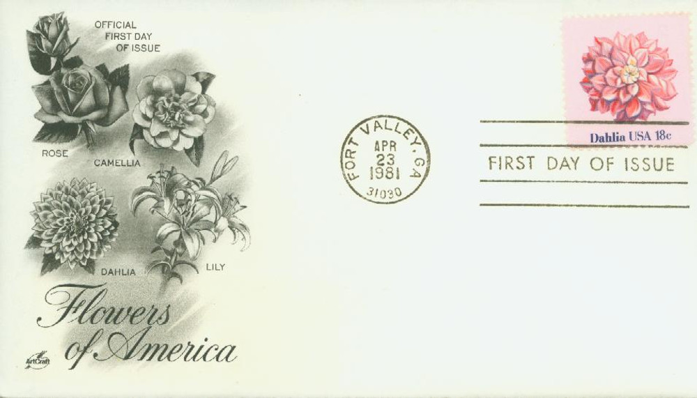 1878 - 1981 18c Flowers: Dahlia - Mystic Stamp Company
