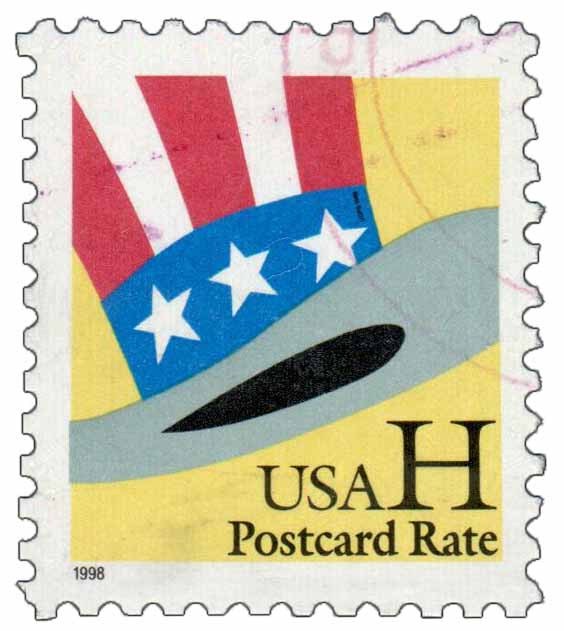 3269v - 1998 H-Rate Yellow Hat - Mystic Stamp Company