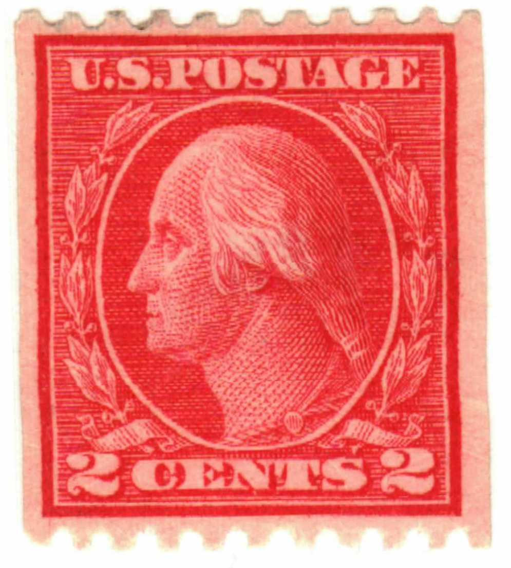 450 - 1915 2c Washington, Red, Single Line Watermark, Type III