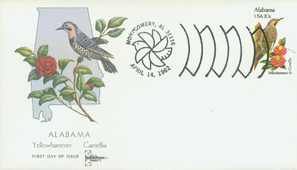 1953 - 1982 20c State Birds & Flowers: Alabama - Mystic Stamp Company