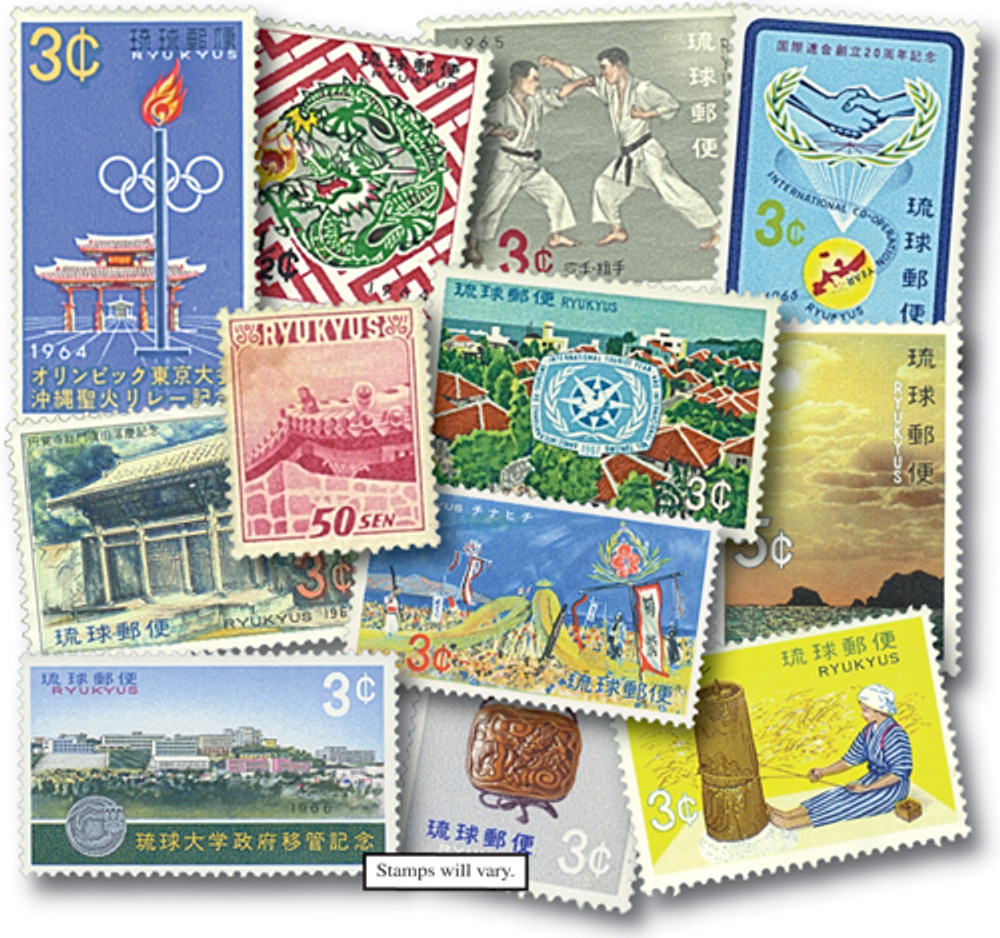 M3615 - Ryukyu Islands, 50 Different Stamps - Mystic Stamp