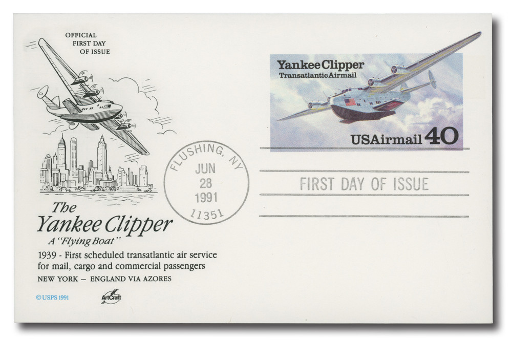 UXC25 - 1991 40c Air Mail Postal Card, Yankee Clipper - Mystic