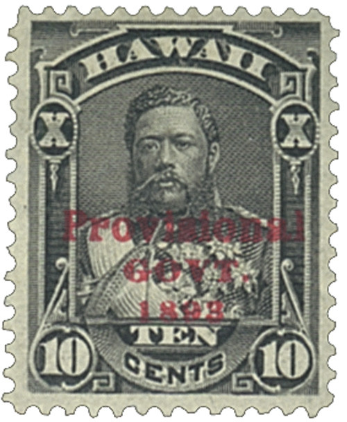 H61 - 1893 10c King David Kalakaua, Black, Hawaii, Red Overprint