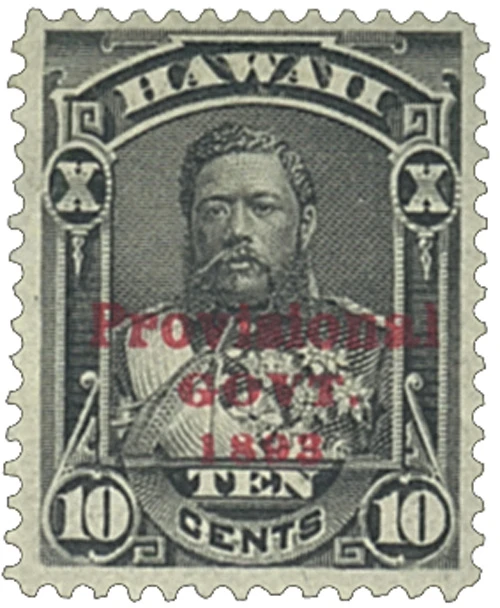 H61 - 1893 10c King David Kalakaua, Black, Hawaii, Red Overprint