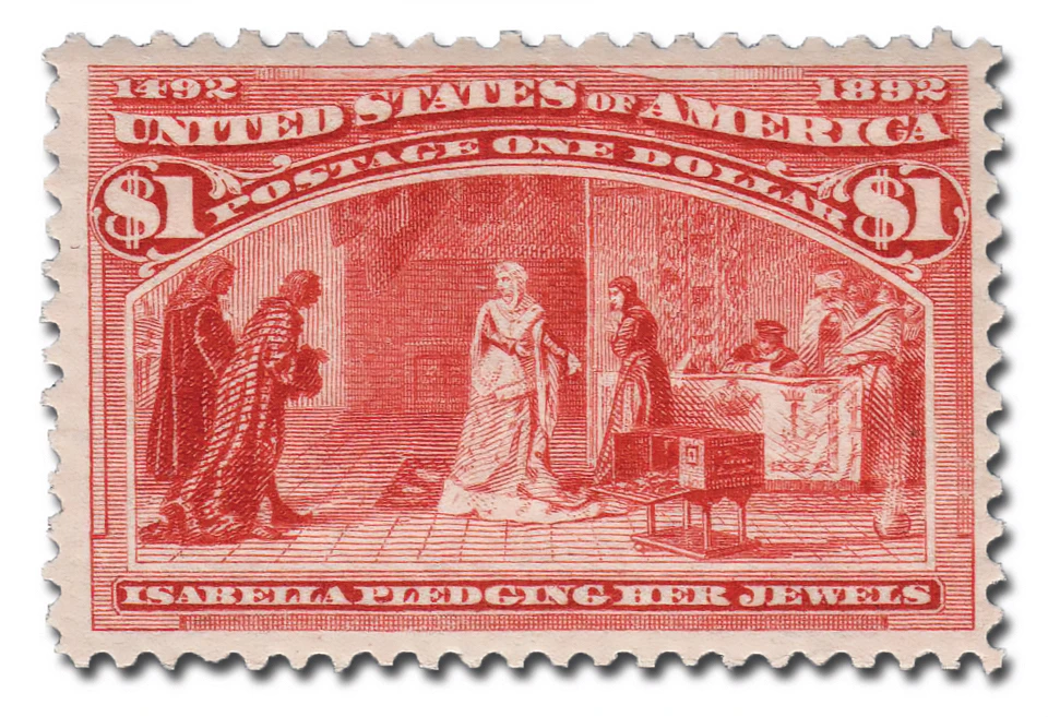 8828 外国切手 1893年 アメリカハワイ暫定政府 田型 加刷 レア 241 - 1893 $1 Queen Isabella Pledging Her Jewels, Salmon - Mystic