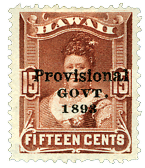 H70 - 1893 15c Queen Kapiolani, Red Brown, Hawaii, Black Overprint