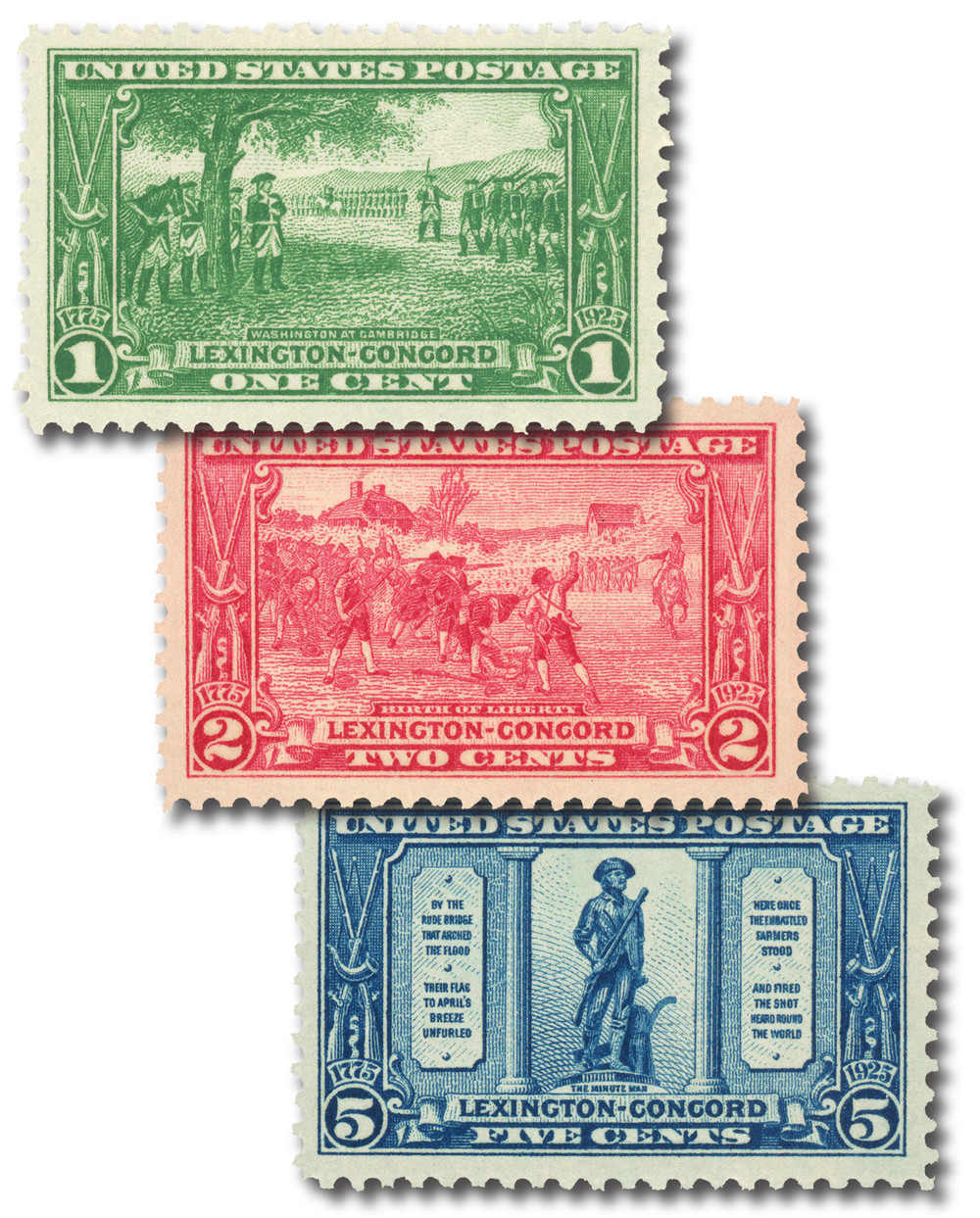 617-19 - 1925 Lexington-Concord Sesquicentennial Issues, Complete