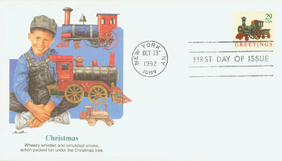 2719 - 1992 29c Christmas Greetings: Locomotive, Self-Adhesive