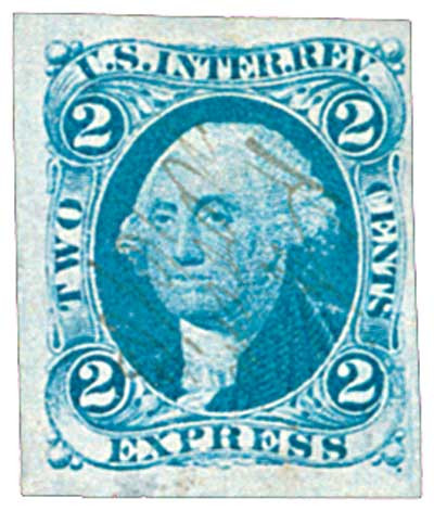 R9a - 1862-71 2c U.S. Internal Revenue Stamp, Express, Blue
