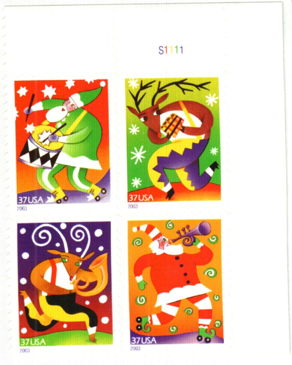 ✧1点物✧ステキな紙モノ✧二つ折りファイル✧vintage victorian✧ 3821-24 - 2003 37c Holiday Music Makers - Mystic Stamp Company
