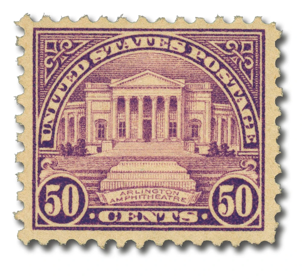 570 - 1922 50c Arlington Amphitheater, Lilac, Perf. 11 - Mystic
