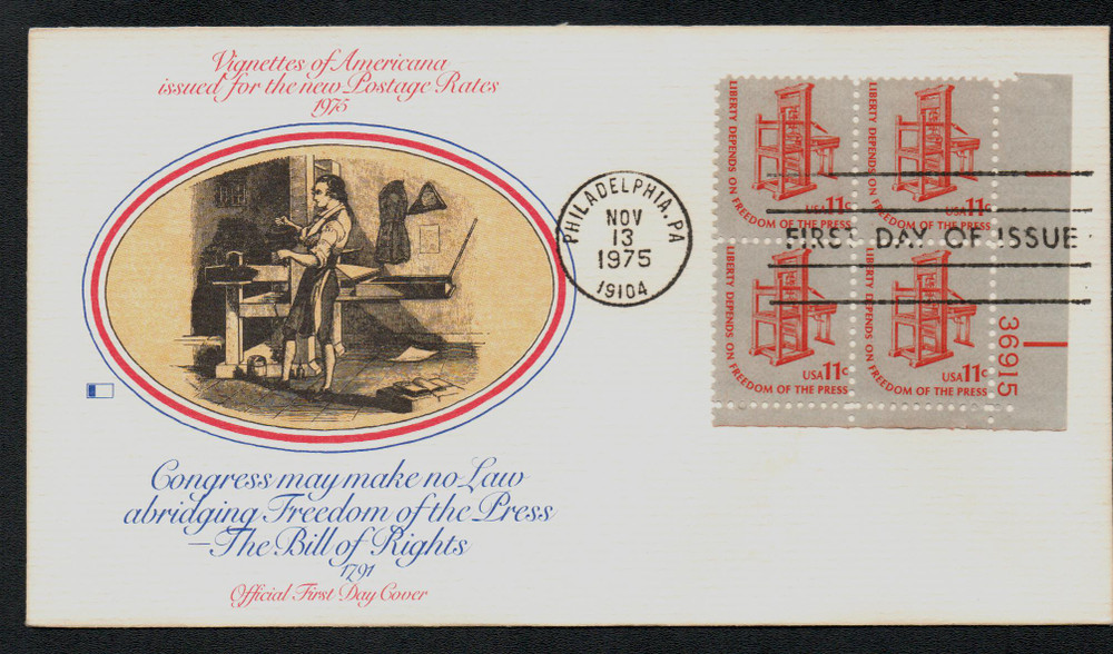 305391 -- Fleetwood First Day Cover (Plate Block) -- First Day Cover