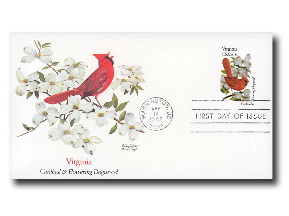 1998 - 1982 20c State Birds & Flowers: Virginia - Mystic Stamp Company
