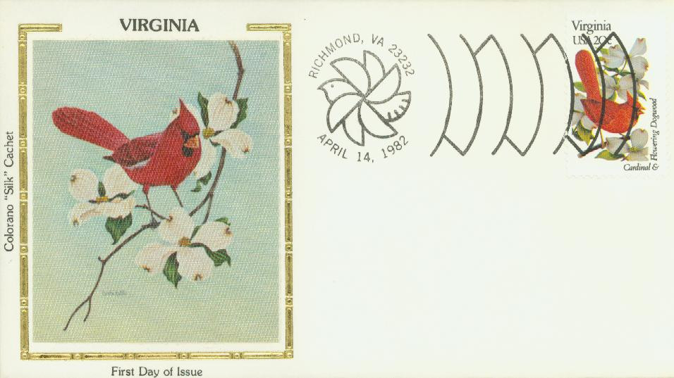 1998 - 1982 20c State Birds & Flowers: Virginia - Mystic Stamp Company