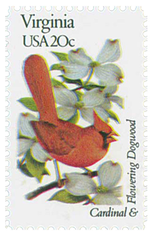 1998 - 1982 20c State Birds & Flowers: Virginia - Mystic Stamp Company