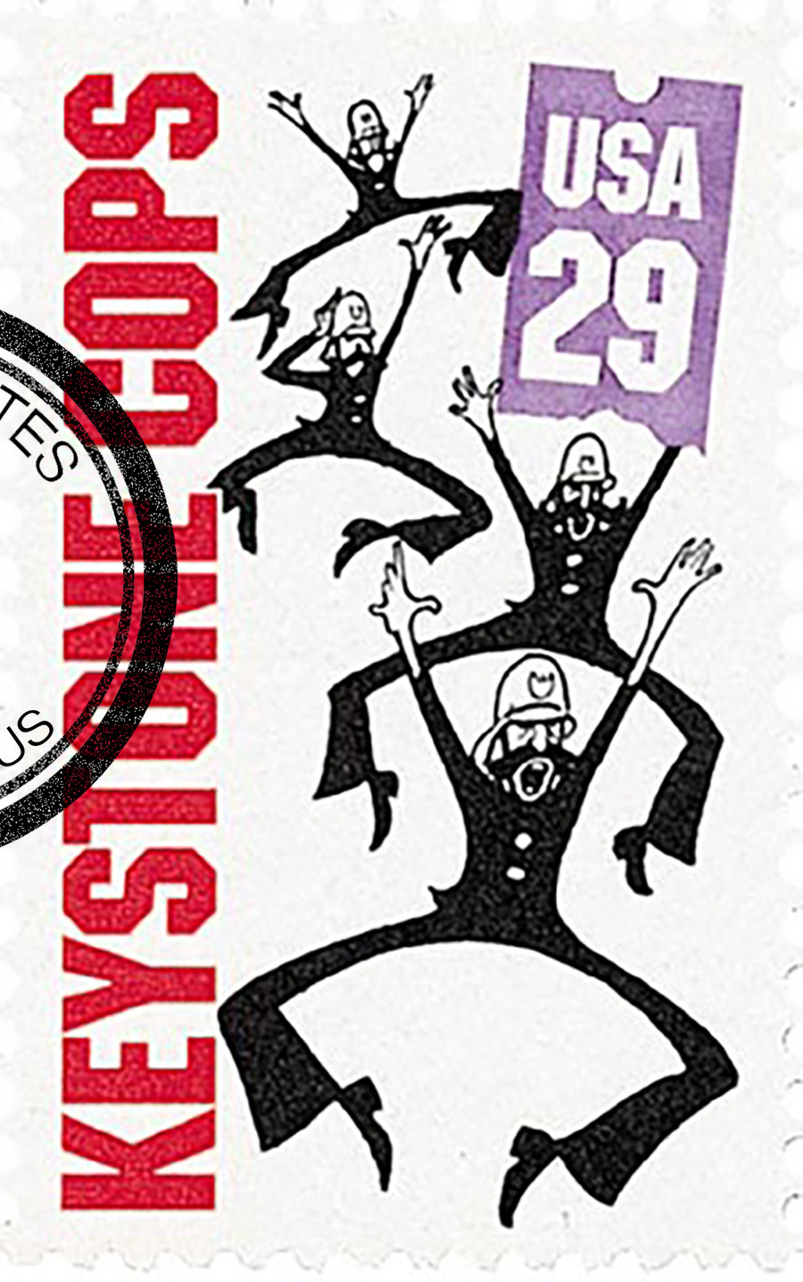 【稀少】México Ilustrado ジョン・フィリップス 1994年復刻版 2826 - 1994 29c Silent Screen Stars: Keystone Cops - Mystic Stamp