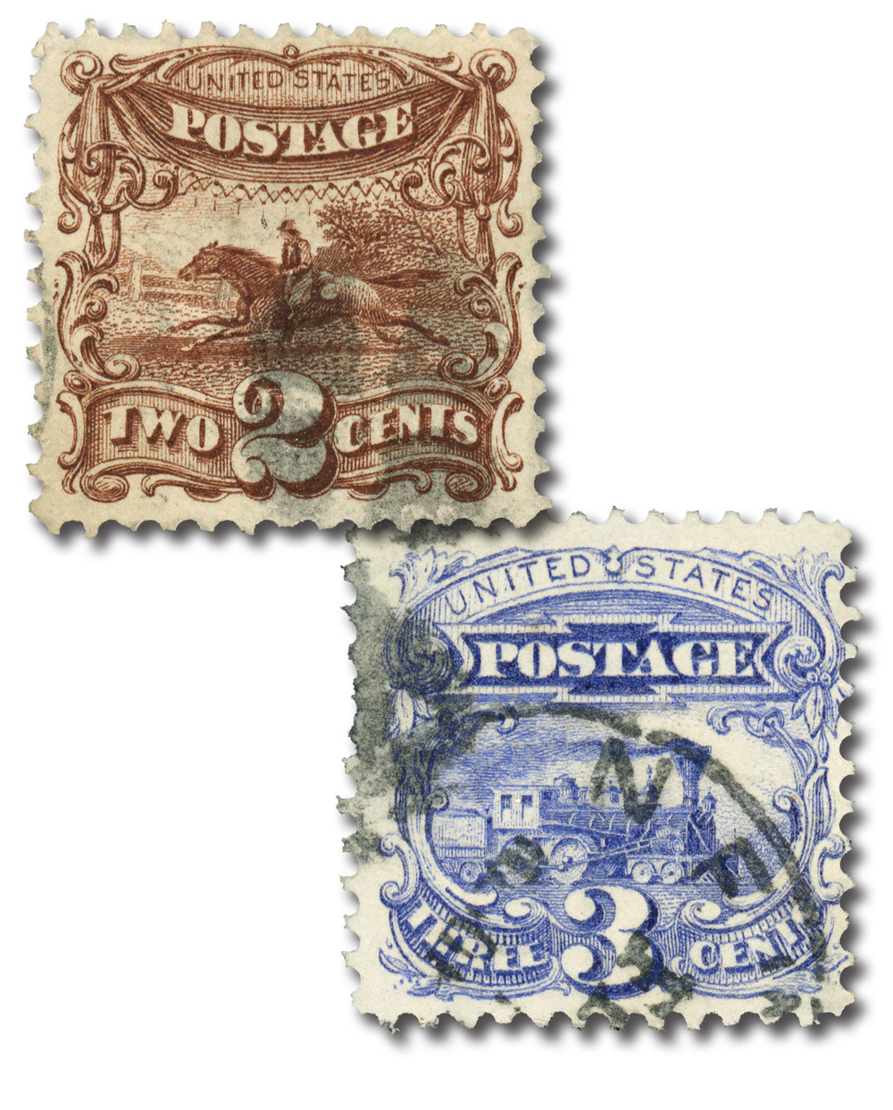 stamps 3.1～ 113-14 - 1869 2c & 3c Pictorials, Hard Wove Paper, G Grills, Perf