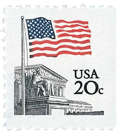 1896 - 1981 20c Flag over Supreme Court, Booklet Single - Mystic
