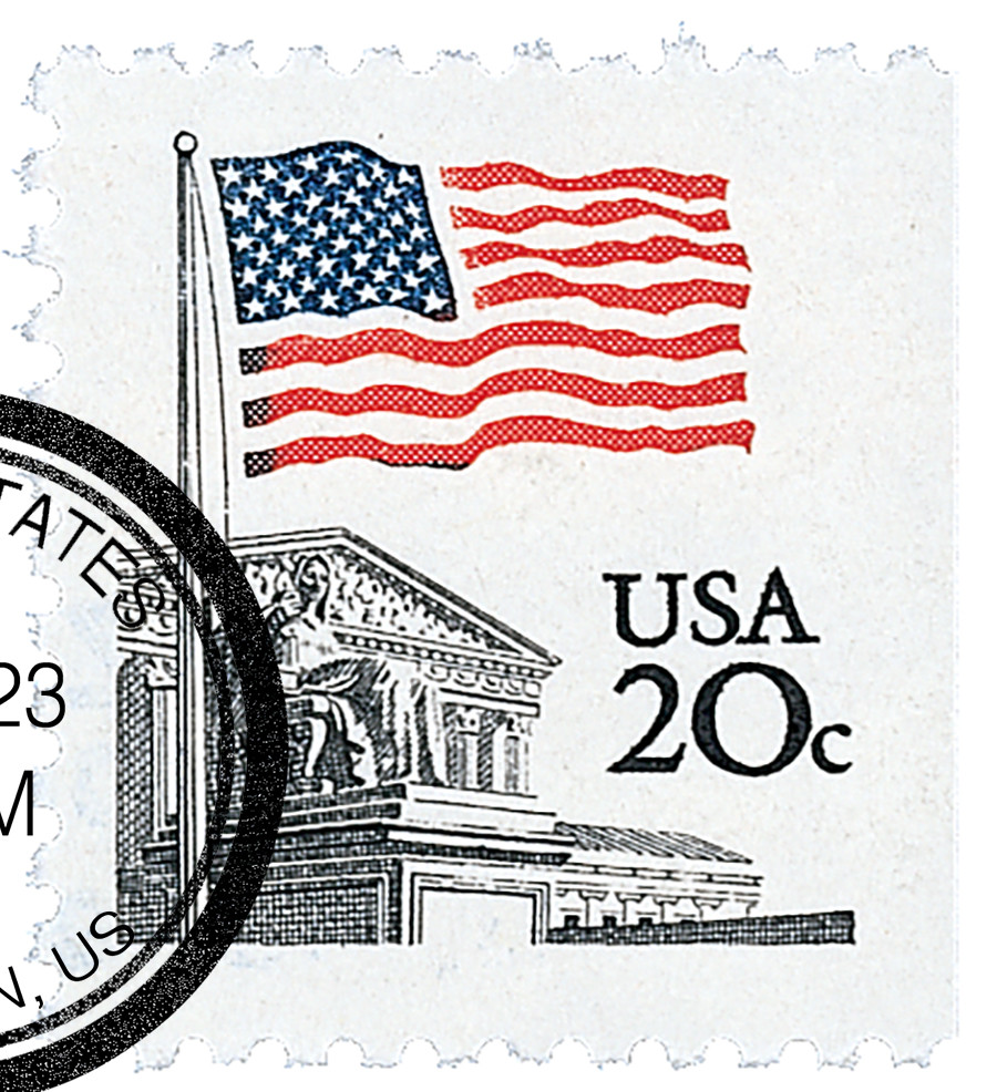 超希少 80s CHECKER FLAG USA製 ヴィンテージファブリック 1896 - 1981 20c Flag over Supreme Court, Booklet Single - Mystic