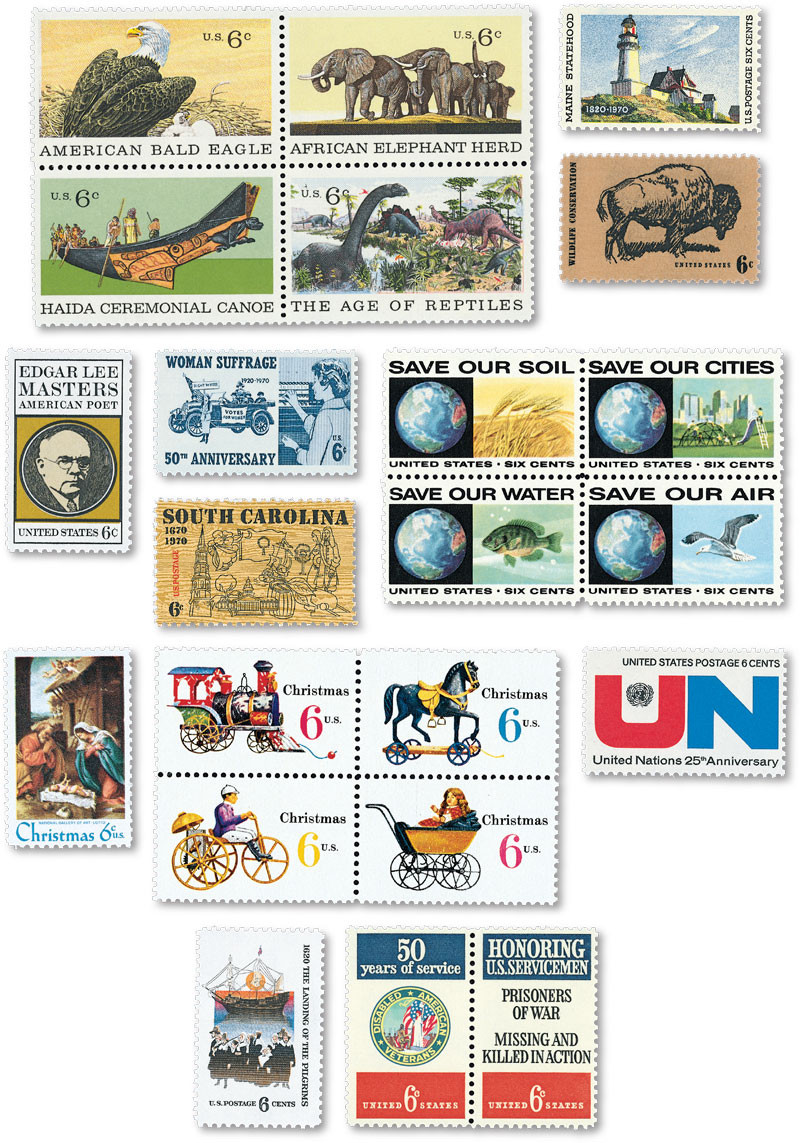 200 Special U.S. Stamps L.A 1970年代発行 未開封 YS1970C - 1970 Complete Commemorative Year Set, 24 stamps - Mystic