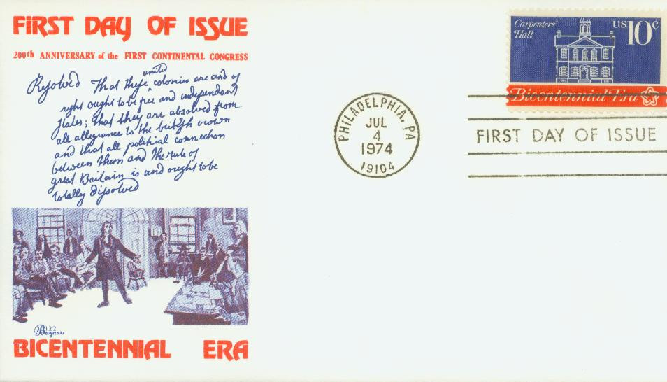 1543 - 1974 10c First Continental Congress: Carpenters' Hall