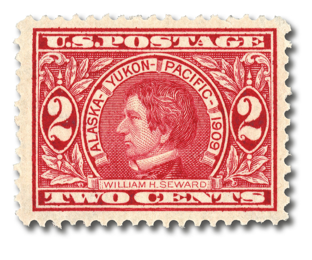 切手。USA 37セント。 370 - 1909 2c William H. Seward, Carmine, Perf. 12 - Mystic Stamp
