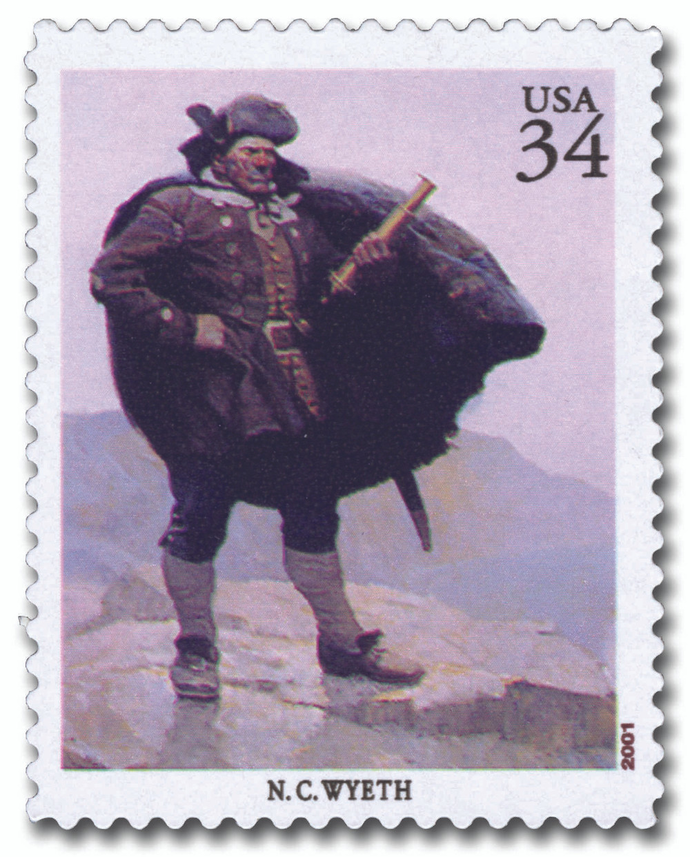 3502r - 2004 34c American Illustrator: N. C. Wyeth - Mystic Stamp