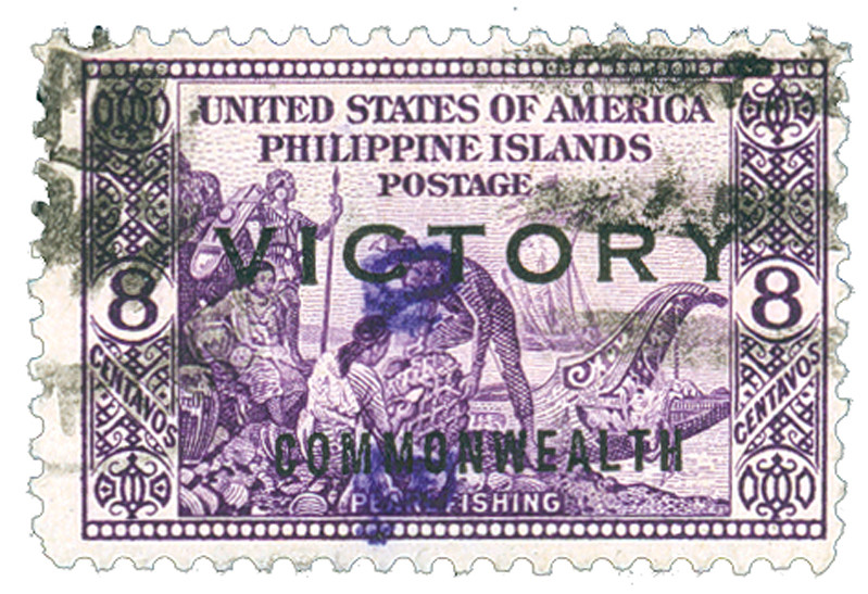 PH488 - 1945 8c Pearl Fishing, Violet, Philippine Islands, Victory