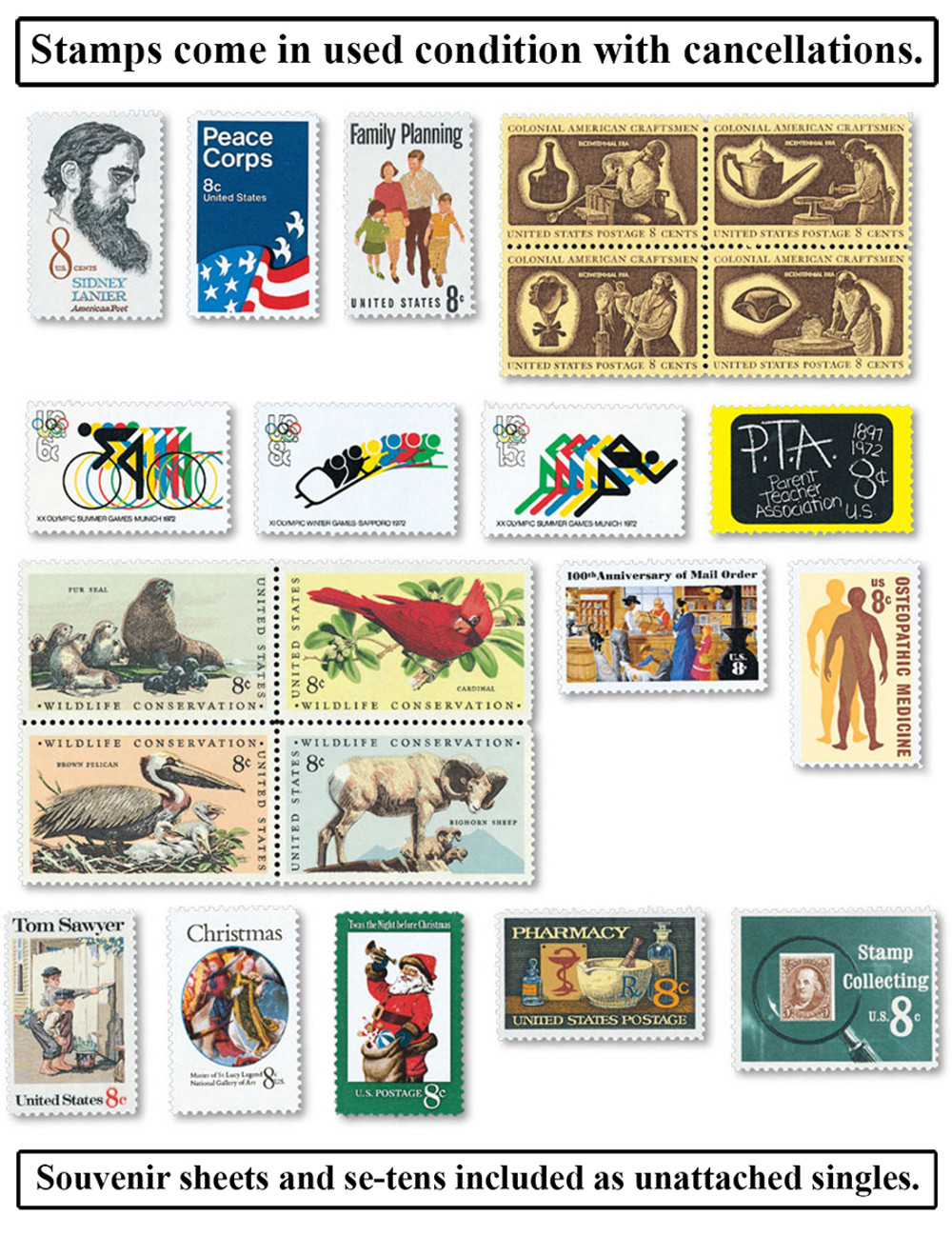 YS1972 - 1972 Commemorative Stamp Year Set - Mystic Stamp