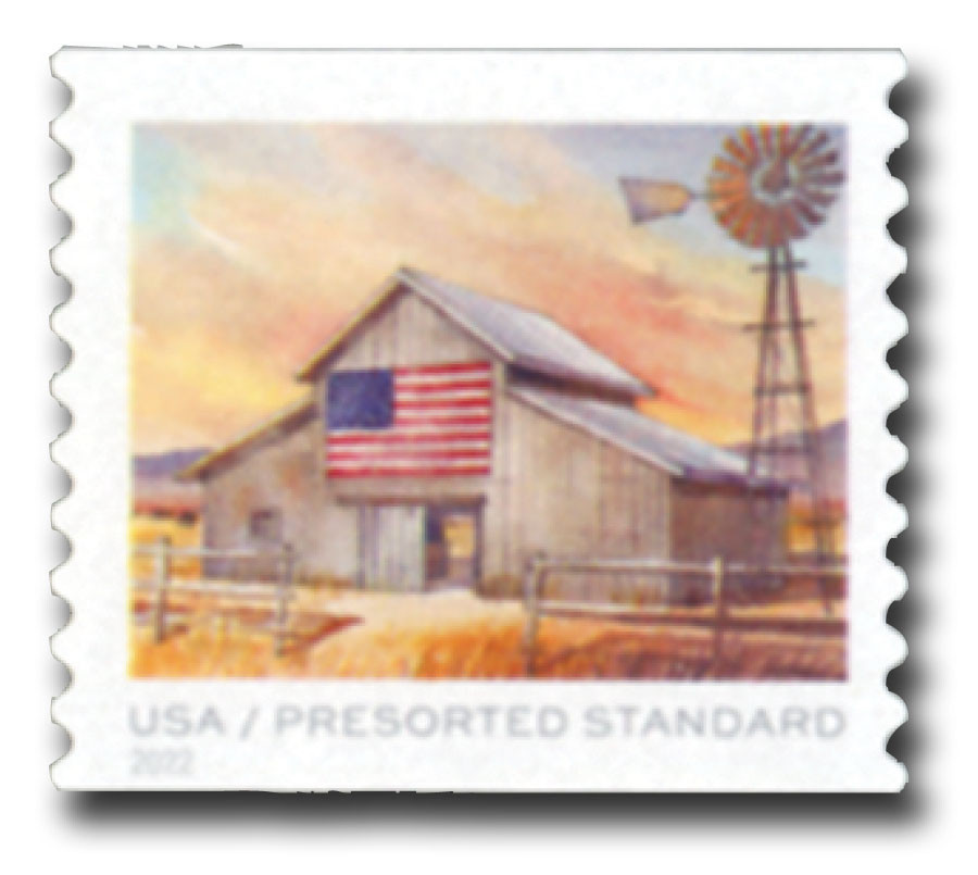5687 - 2022 10c Presort - Flags on Barns: Flag on Barn Near