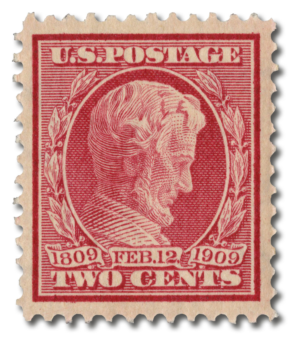 367 - 1909 2c Abraham Lincoln, Carmine, Perf. 12 - Mystic Stamp