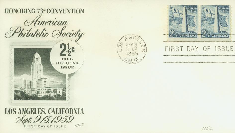 1056 - 1959 2 1/2c Liberty Series: Bunker Hill Monument, Coil