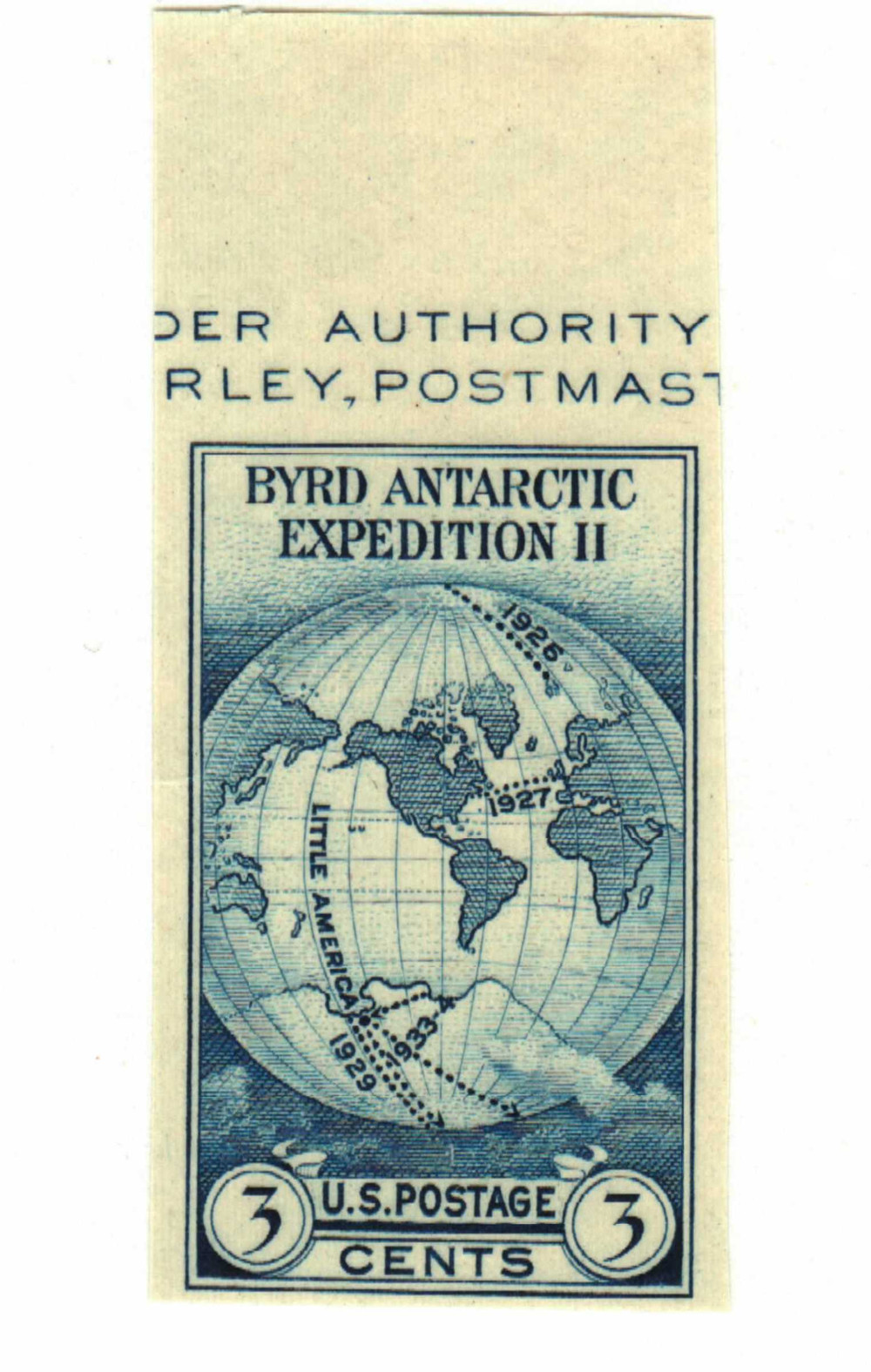 768a - 1935 3c Byrd Antarctic Expedition, Dark Blue, Single from