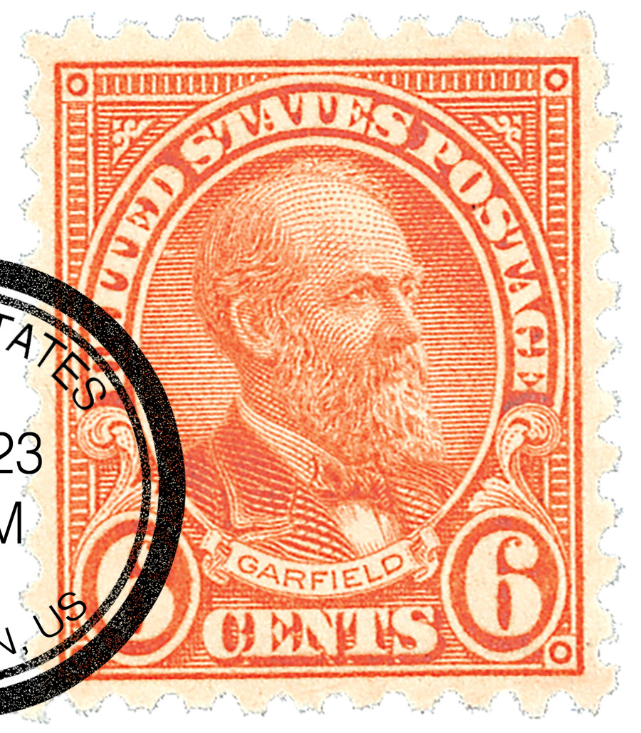 587 - 1925 6c James A. Garfield, Red Orange, Perf. 10 - Mystic