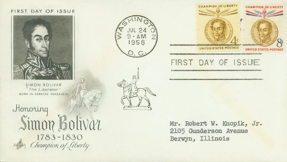 1110-11 - 1957 4c & 8c Champions of Liberty: Simon Bolivar, First