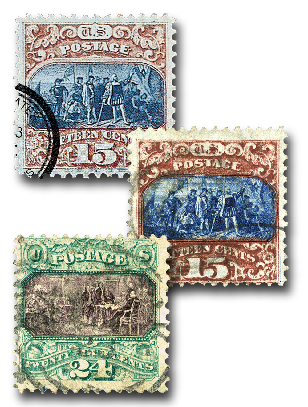 118-20 - 1869 Pictorials, Hard Wove Paper, G Grill, Perf. 12, Set