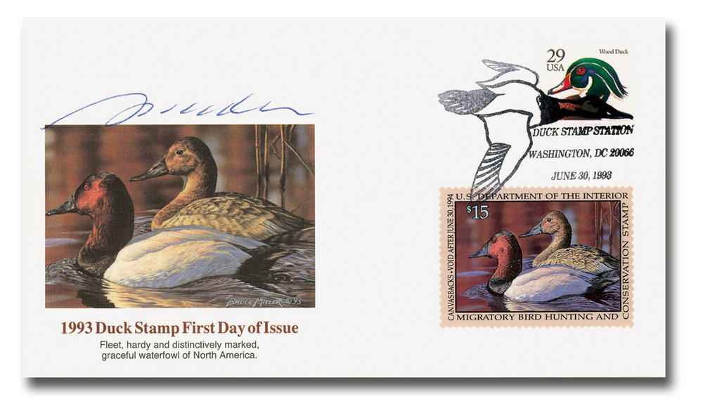 RW60 - 1993 $15.00 Federal Duck Stamp - Canvasbacks - Mystic Stamp