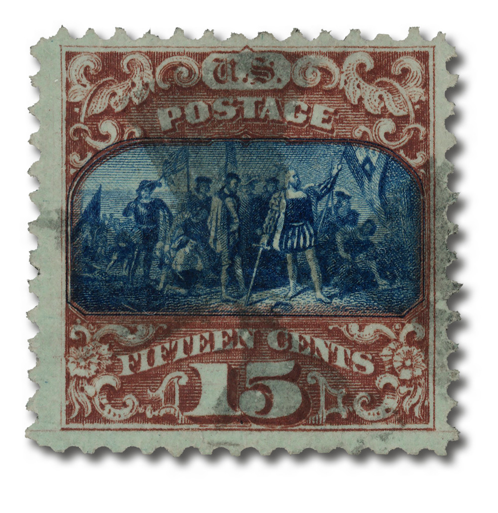 119 - 1869 15c Landing of Columbus, Brown and Blue, Type II, Hard