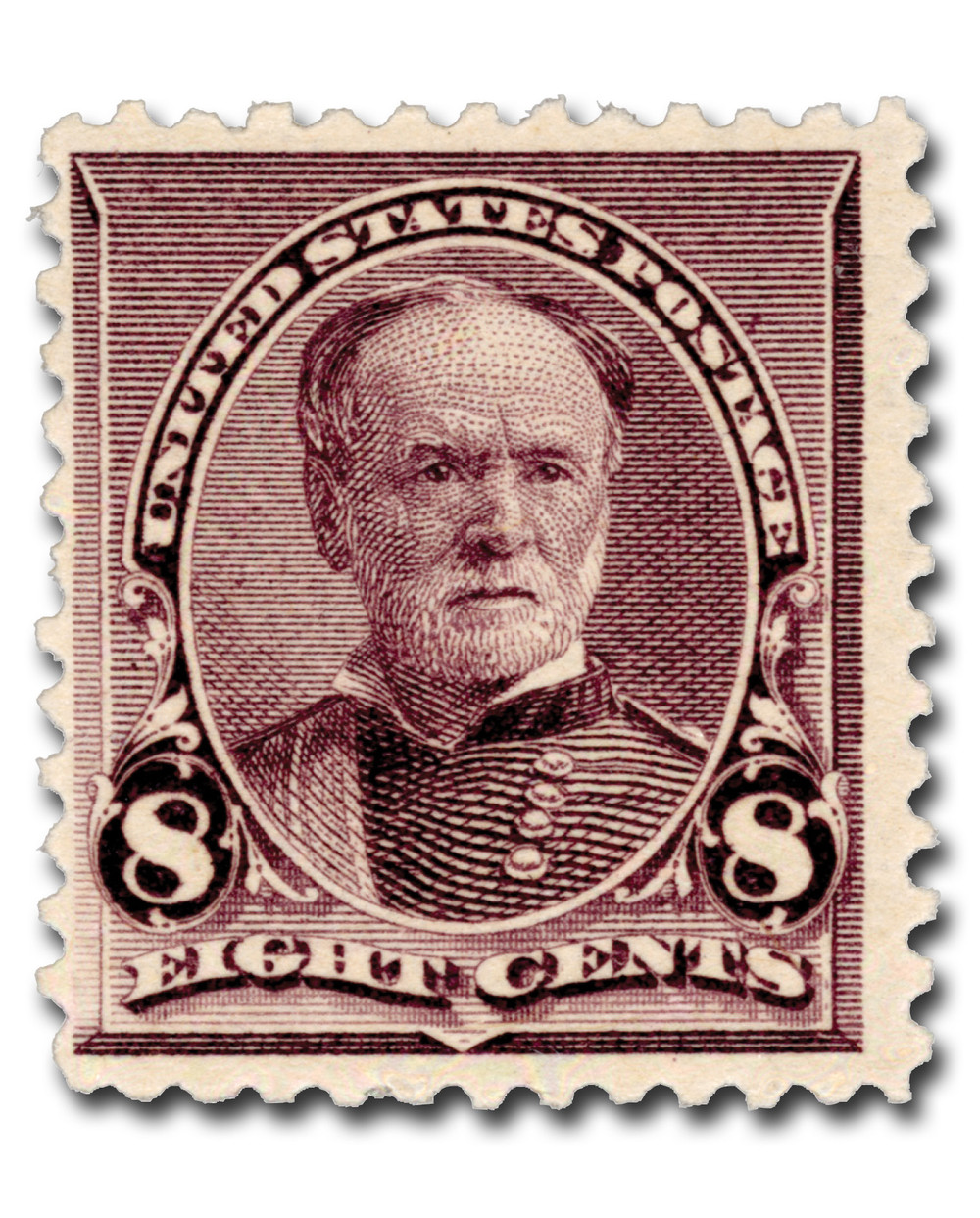 新品 5Fin CAPTAIN FIN STEVE SHERMAN FCS 225 - 1893 8c William T. Sherman, Lilac - Mystic Stamp Company