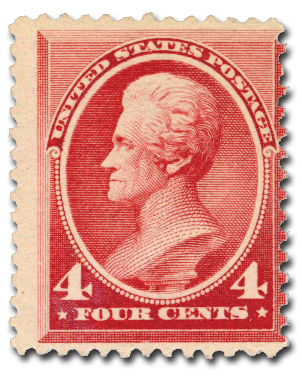 215 - 1888 4c Andrew Jackson, Carmine, Soft Paper, Perf. 12