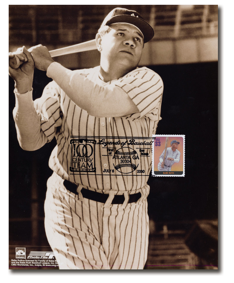 AC408 - 2000 Legends of Baseball - Babe Ruth (3408h) Commemorative First Day Picture Card (8x10) - Mystic Stamp Company AC408 - 2000 Legends of Baseball - Babe Ruth (3408h) Commemorative First Day Picture Card (8x10) - Mystic Stamp Company
