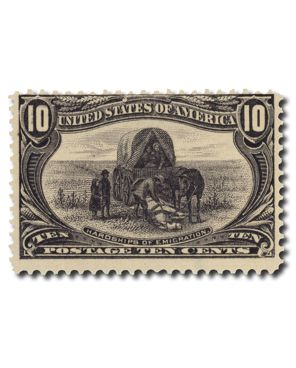 290 - 1898 10c Hardships of Emigration, Gray Violet - Mystic Stamp